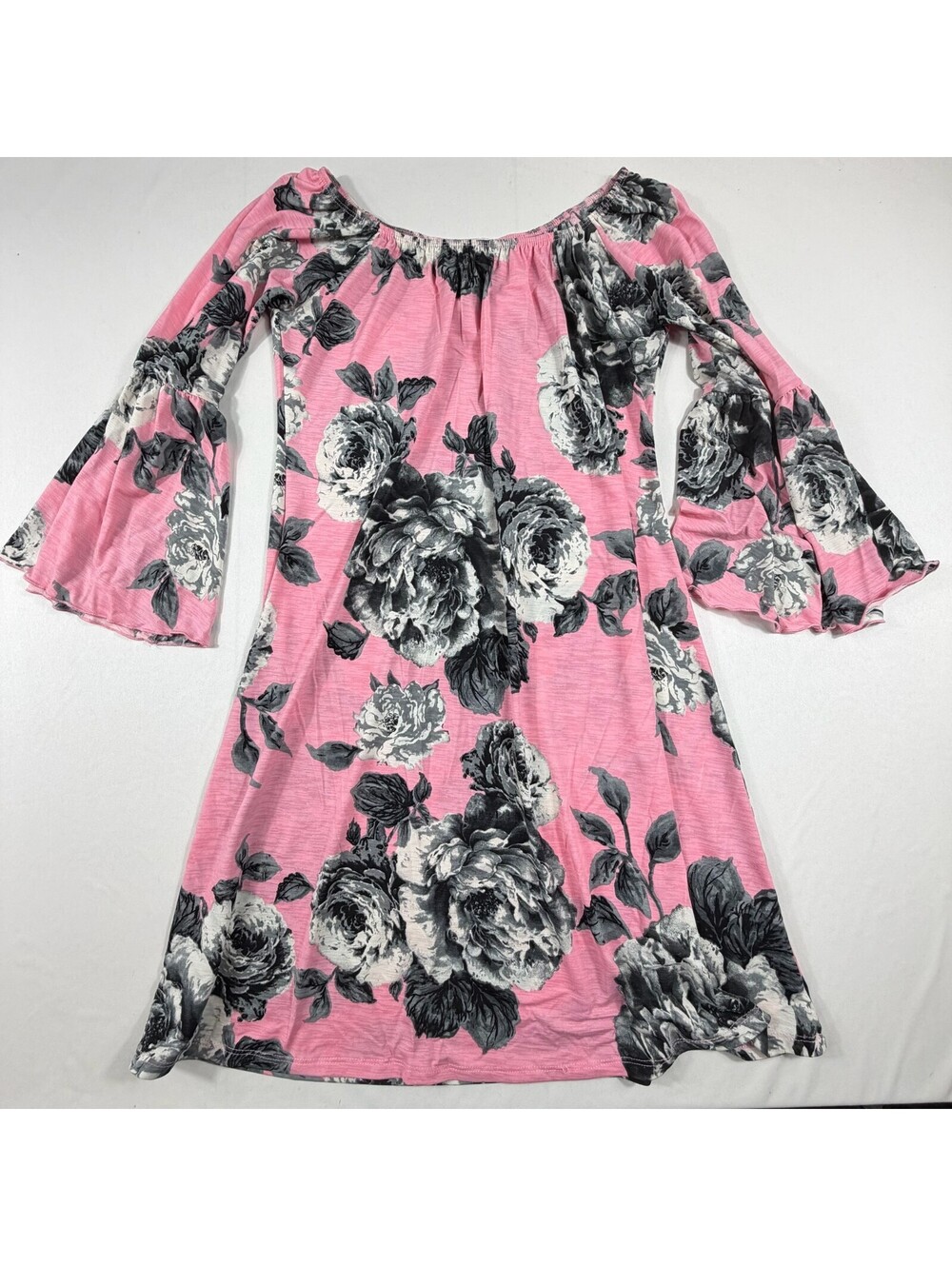 Blue Raven Pink Floral Bell Sleeve Dress Size Small